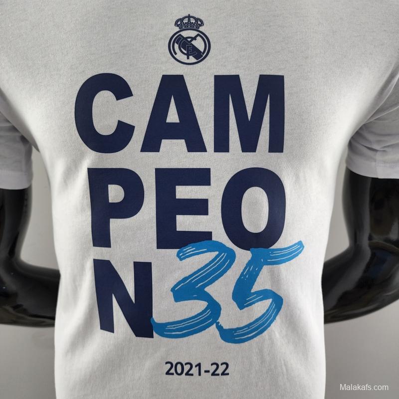 22 23 Real Madrid Mens Campeón 35 T-Shirt Grey  #K000173