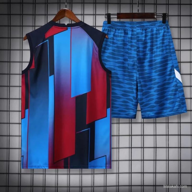 Barcelona 22/23 Pre-match Training Jersey Vest Red + Blue