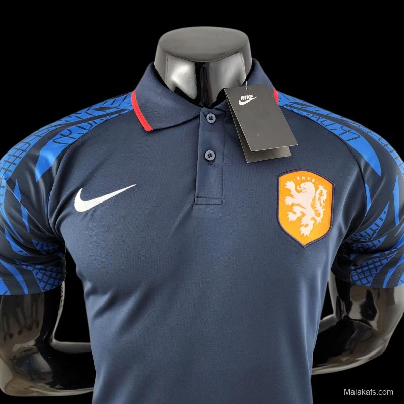 Netherlands 22/23 Pre Match Royal Blue Polo