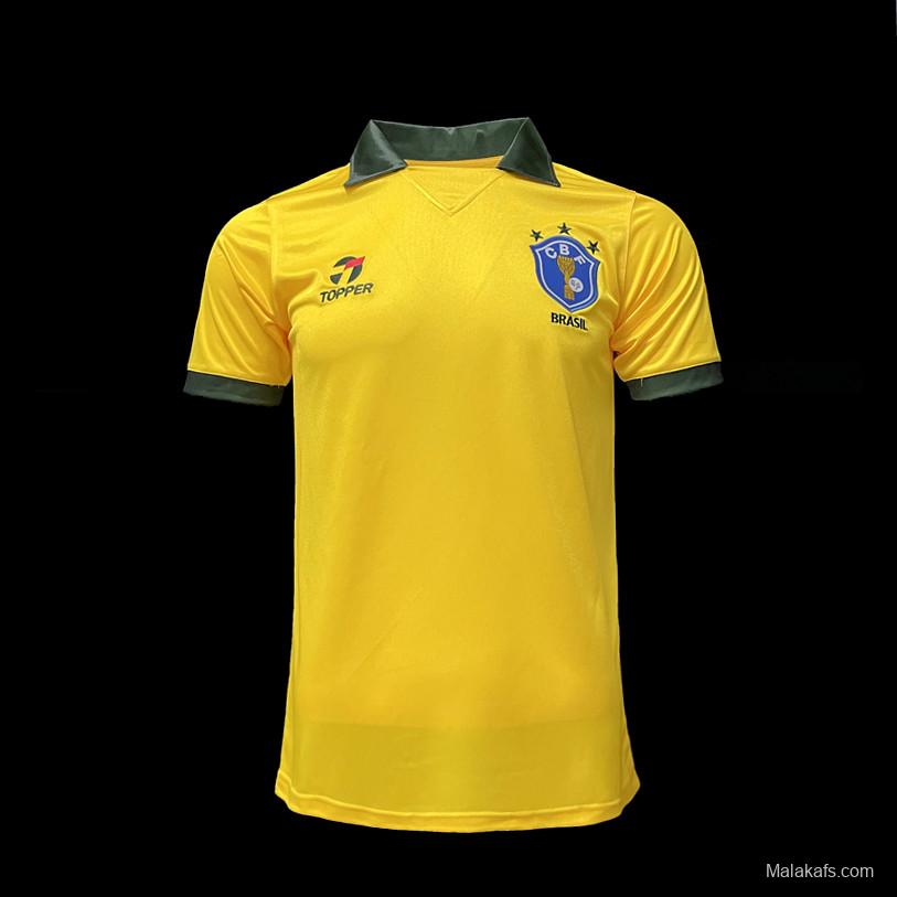 Retro 1988 Brazil Home Soccer Jersey