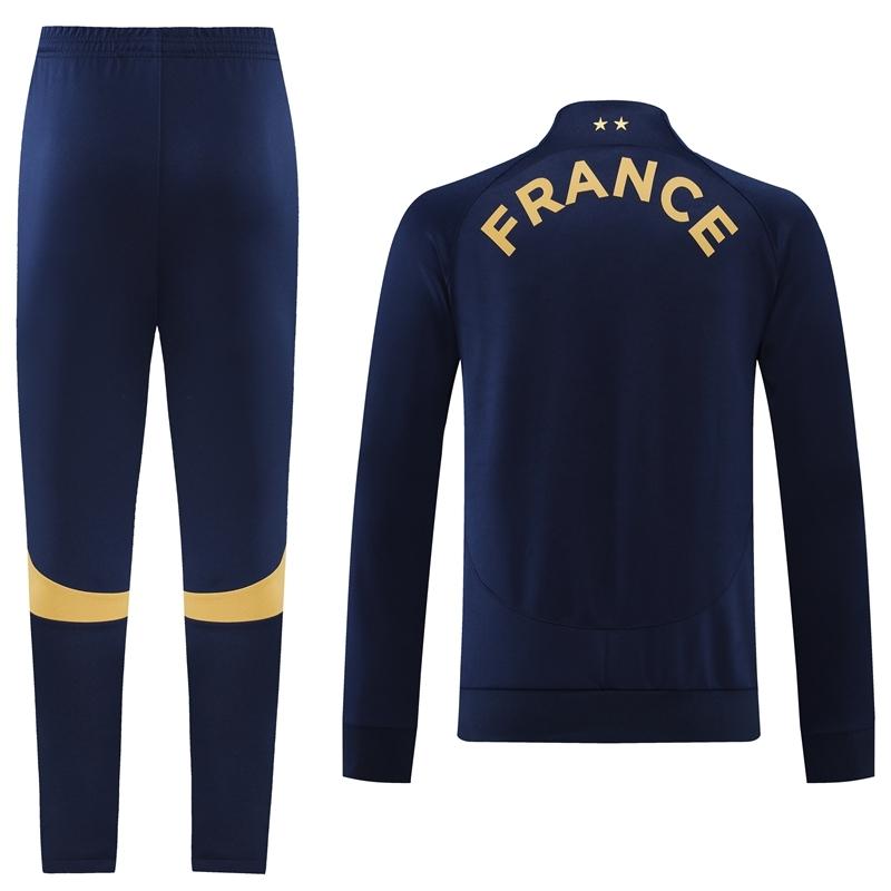 2022 France Navy Full Zipper Jacket+Long Pants