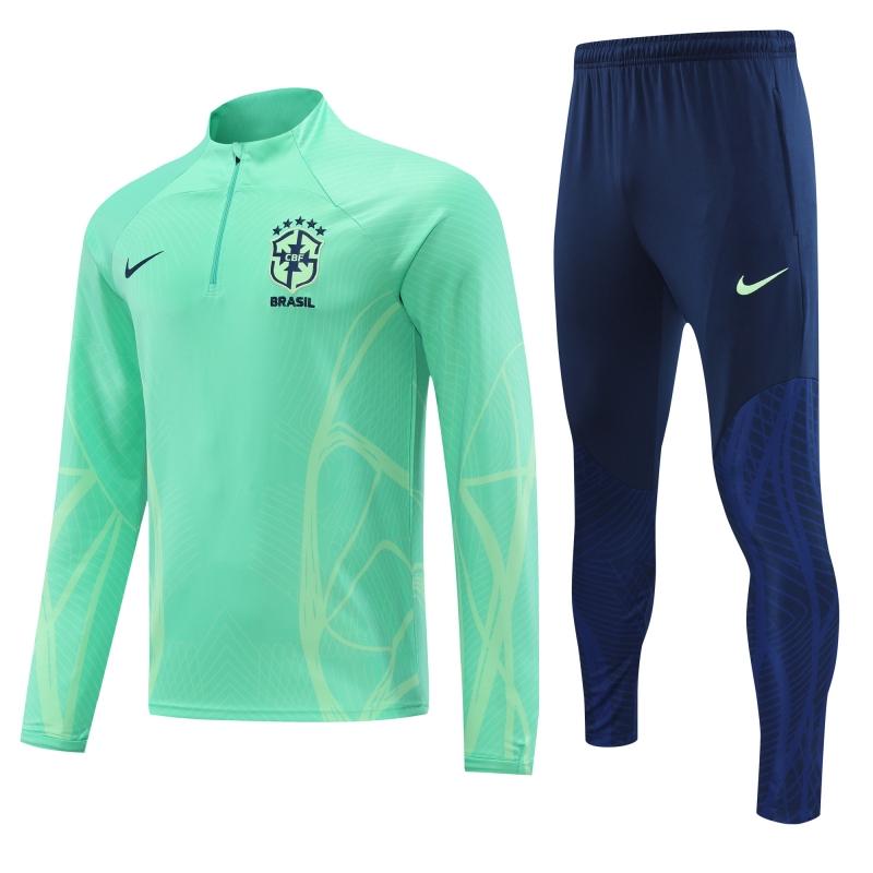 2022 Brazil Green Half Zipper Tracksuit