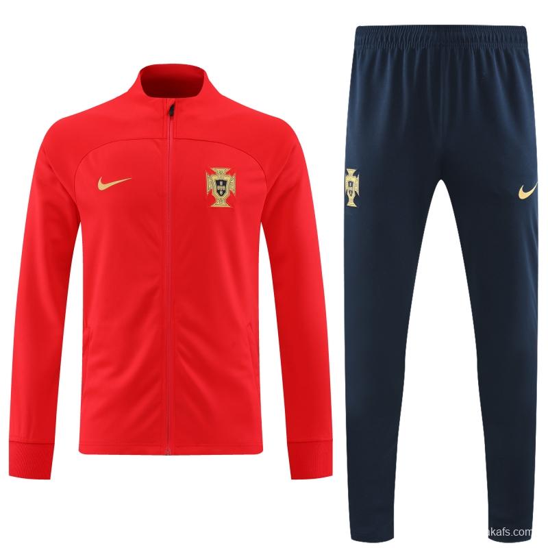 2022 Portugal Red Full Zipper Tracksuit