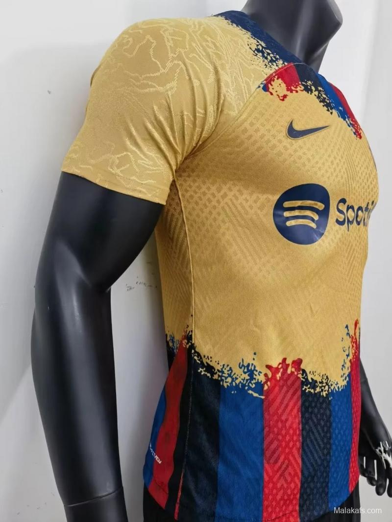 Player Version 23/24 Barcelona Home X Away Mixed Red Yellow Jersey