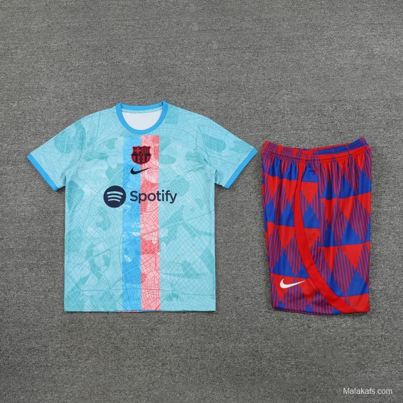 23-24  Barcelona Sky Blue Short Sleeve Jersey+Shorts