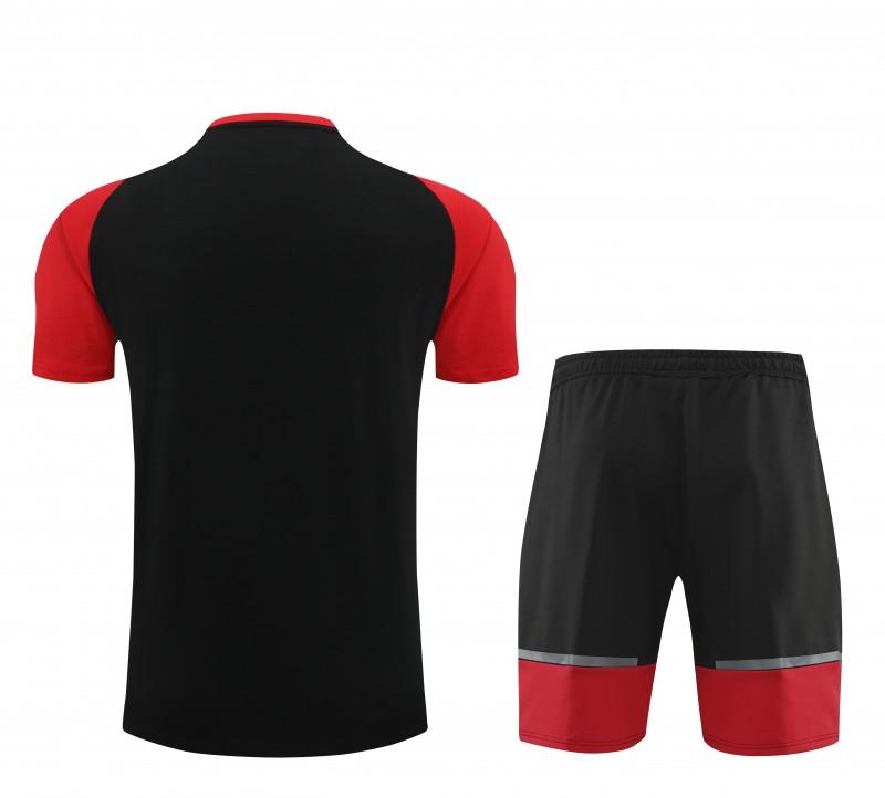 23/24 AC Milan Black/Red Cotton Short Sleeve Jersey+Shorts