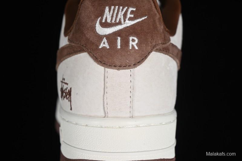 Nike Air Force 1 '07 Low Stussy Collaboration - Coffee Pig Suede Low-Top Casual Sneakers - HD1968-017