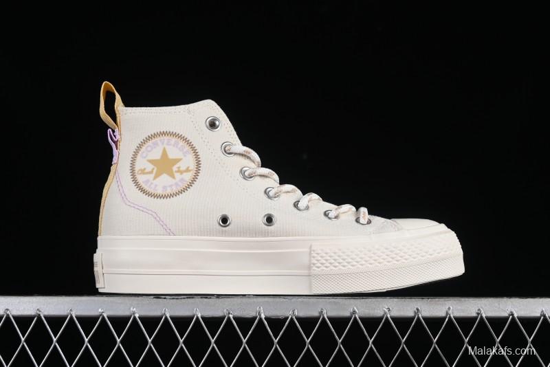 Converse Chuck All Star Lift Platform Utility White High Top Breathable Canvas Casual Shoes - A08767C