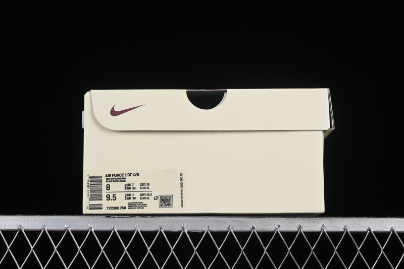 Nike Air Force 1 '07 Low "NIKE" Triple Swoosh Series White Wine Red Classic Casual Sneakers - TV2306-258