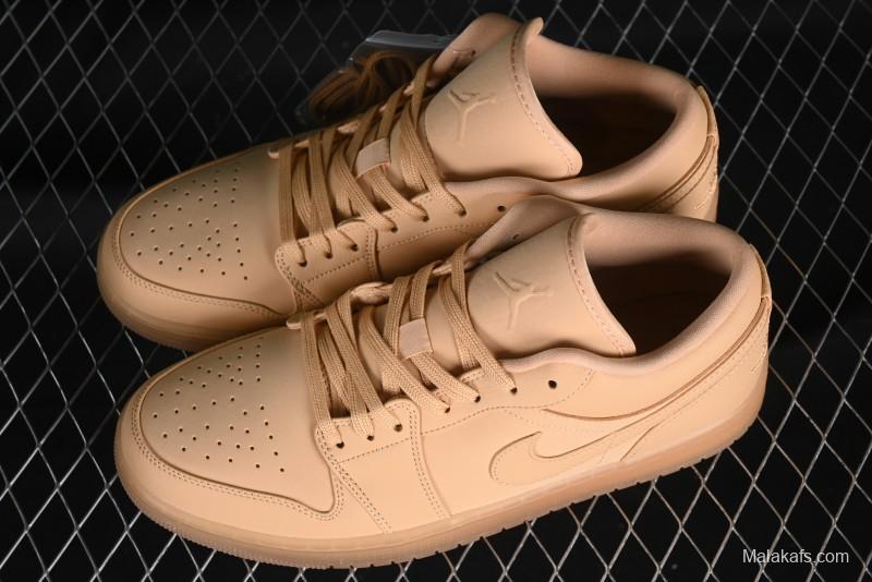 Nike Air Jordan 1 Low AJ1 Lifestyle Basketball Shoes in Warm Yellow with Gum Sole - FZ3972-294