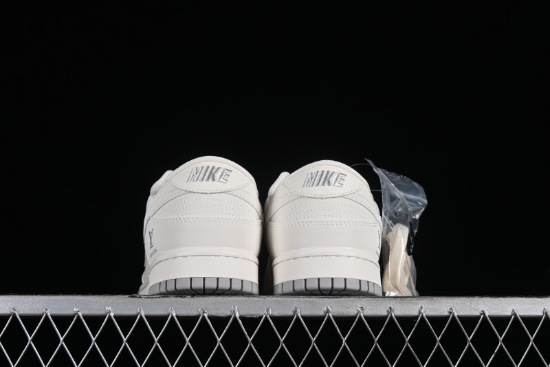 Nike SB Dunk Low LV Collaboration - Double Swoosh Beige Grey Anniversary High-End Custom Low-Top Casual Sneakers - FC2025-306