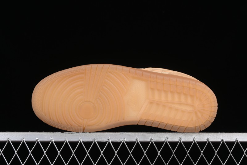 Nike Air Jordan 1 Low AJ1 Lifestyle Basketball Shoes in Warm Yellow with Gum Sole - FZ3972-294