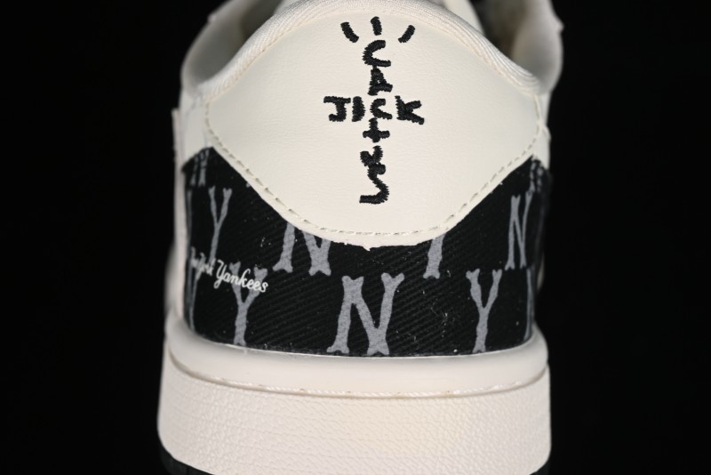 Nike Travis Scott x Fragment Design x Air Jordan 1 Low OG SP AJ1 MLB Collaboration - NY Black Print Low Top Casual Sneakers SJ2068-104