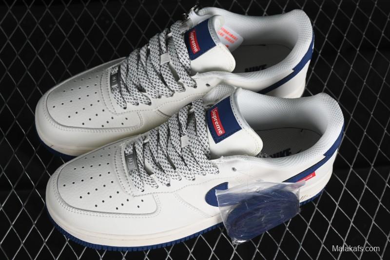 Supreme x Nike Air Force 1 '07 Low Collaboration Dark Blue Casual Sneakers - HD1968-025