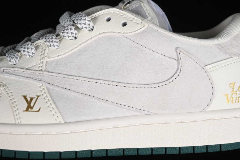 Nike Travis Scott x Fragment Design x Air Jordan 1 Low OG SP AJ1 LV Beige Grey Low-top Casual Sneakers - LJ5188-005