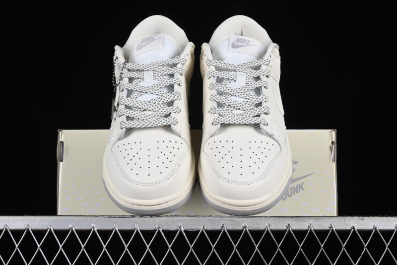 Nike SB Dunk Low LV Collaboration - Double Swoosh Beige Grey Anniversary High-End Custom Low-Top Casual Skate Shoes - FC2025-306