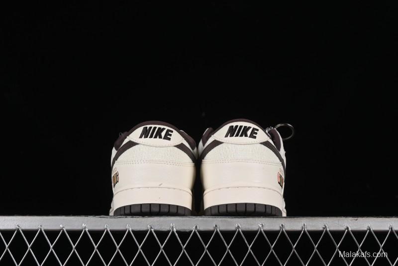 Nike SB Dunk Low Gucci Collaboration - Beige Brown Woven Fabric Anniversary High-End Custom Low-Top Casual Skate Shoes - DQ1098-375