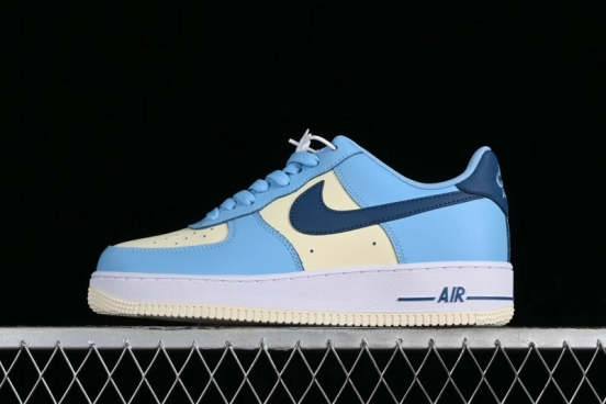 Nike Air Force 1 '07 Low White Blue Color Blocking Casual Sneakers - HF4837-407