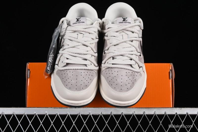 Nike SB Dunk Low LV Collaboration - Coffee Pig Anniversary High-End Custom Low-Top Casual Skate Shoes - XX2025-328
