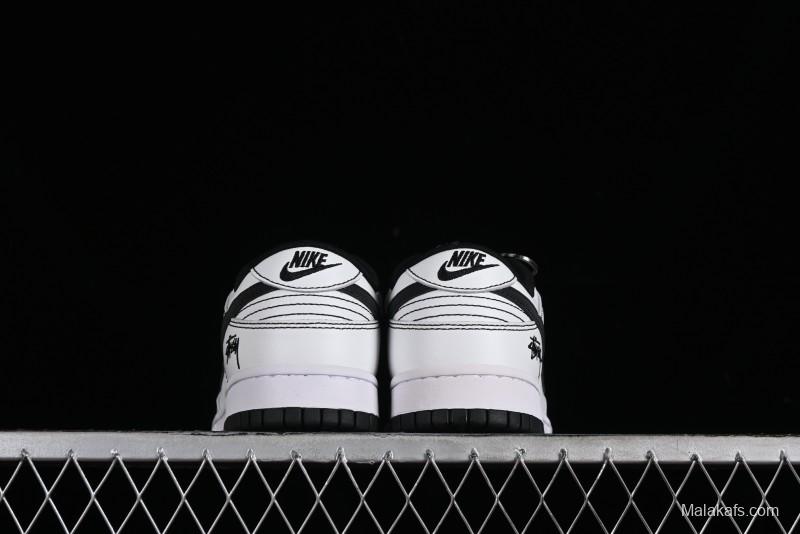 Stussy x Nike Dunk Low SB Skate Shoes in White-Black - FC1688-137