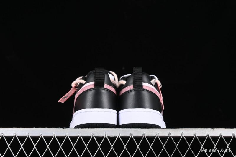 Nike Court Borough Low 2 Retro Casual Sneakers in Dark Pink and Black - BQ5448-115