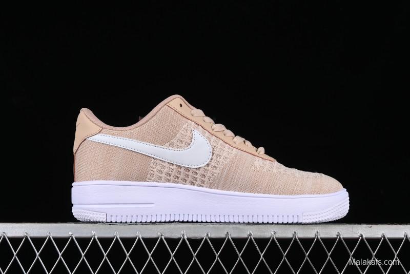 Nike Air Force 1 '07 Low 2.0 Khaki Flyknit Casual Sneakers - CI0051-200