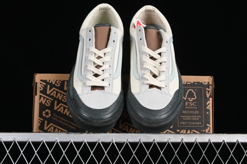 Vans Old Skool Reissue 136 Retro Casual Vulcanized Sneakers in Gray Blue White - VN000CRPGRN