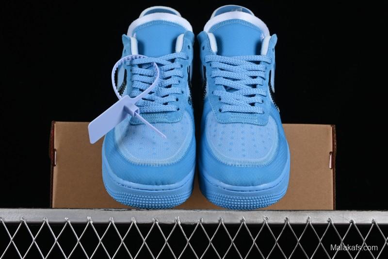Nike Off White x Air Force 1 Low OW Collaboration Transparent Blue Casual Sneakers - AO4606-400