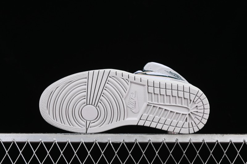 Nike Air Jordan 1 Mid Basketball Shoes with Oxidized Green Leather and Perforated Toe - FQ7720-103