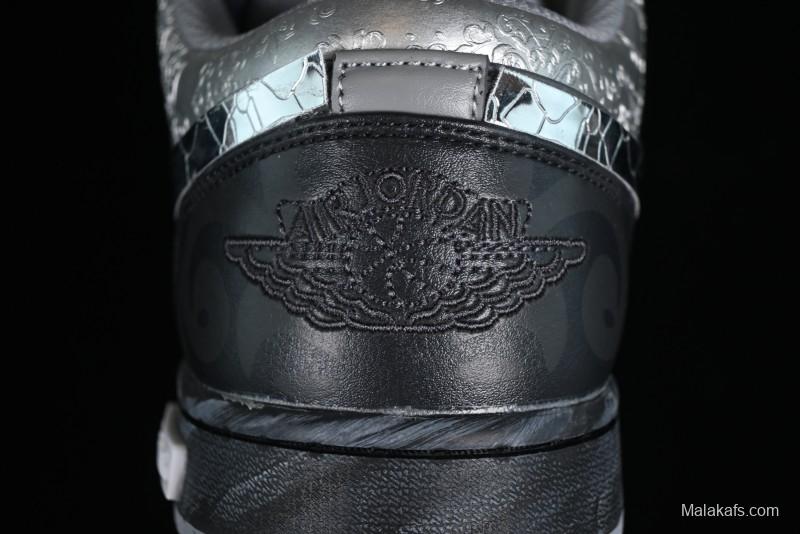 Nike Air Jordan 1 Low AJ1 Panda Prank Modern Gray Silver Black Low-top Casual Sneakers - 553560-053