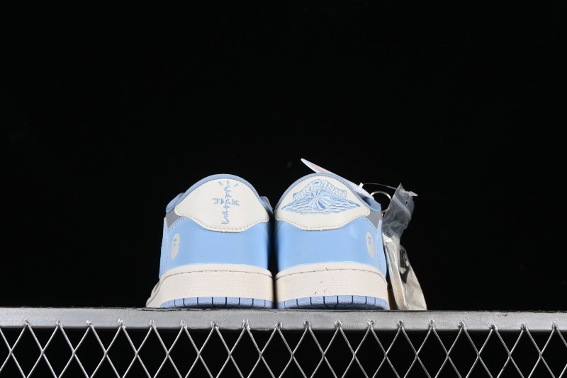 Nike Travis Scott x Fragment Design x Air Jordan 1 Low OG SP AJ1 LV Collaboration Deep Blue Low-Top Casual Sneakers - BB6588-104