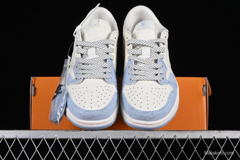 Nike Travis Scott x Fragment Design x Jordan Air Jordan 1 Low OG SP AJ1 LV Peacock Blue Low-top Casual Sneakers - LJ5188-003