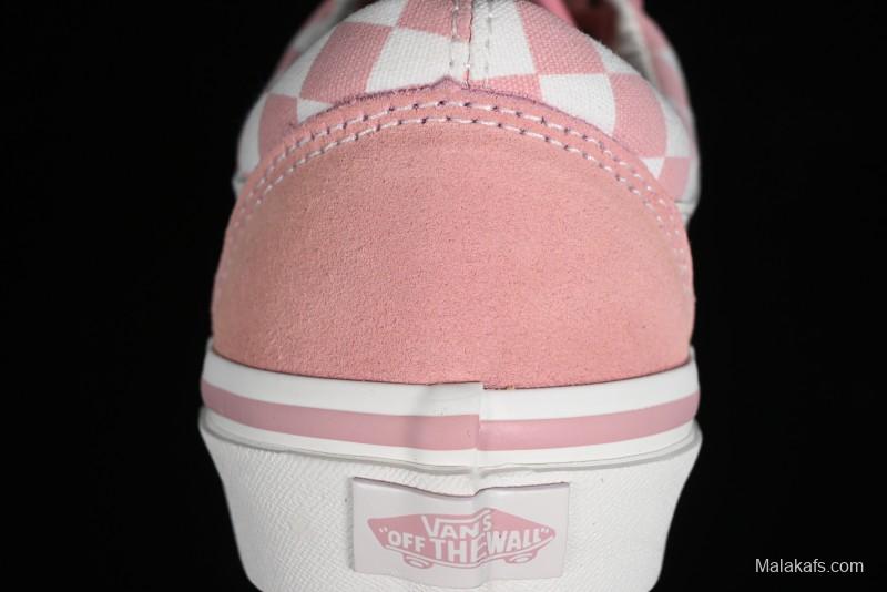 Vans Old Skool Reissue 136 Pink Checkerboard Low Top Retro Canvas Shoes - VN000MT6EBQ