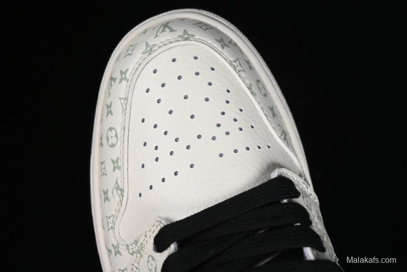 Nike Air Jordan 1 Low LV Collaboration - Printed Knight High-End Custom Low-Top Culture Basketball Shoes SJ9950-005