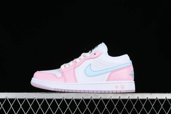 Nike Air Jordan 1 Low "White/Pink Foam/Glacier Blue" Casual Sneakers - HM3706-141