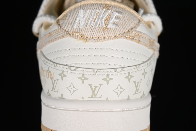 Nike SB Dunk Low LV Collaboration Strap Beige Swoosh Anniversary High-End Custom Low-Top Casual Sneakers - SJ2068-250