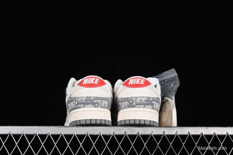 Nike SB Dunk Low Dior Collaboration - Suede Gray Anniversary High-End Custom Low-Top Casual Skate Shoes - XY1688-004