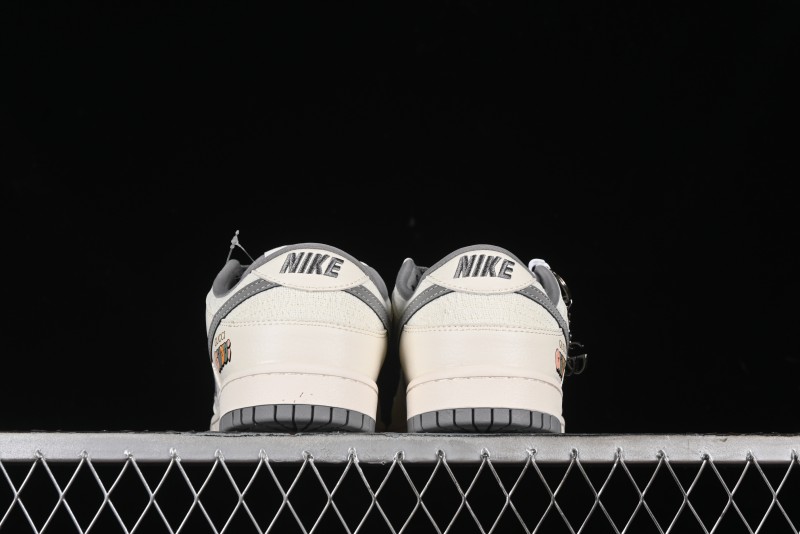 Nike SB Dunk Low Gucci Collaboration Anniversary High-End Custom Sneakers in Off-White & Dark Gray Swoosh - DQ1098-383