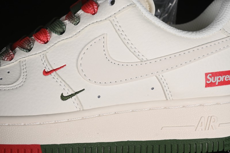 Nike Air Force 1 '07 Low Supreme Casual Sneakers in Beige Red Green - XZ6188-009