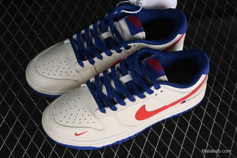 Nike SB Dunk Low Championship Collaboration - Off-White Red Swoosh Anniversary Custom Low-Top Casual Skate Shoes - KK1688-021