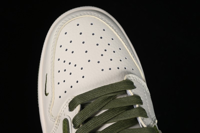 Nike Travis Scott x Fragment Design x Air Jordan 1 Low OG SP AJ1 Retro Sneakers in Sail Military Green - DM6688-602