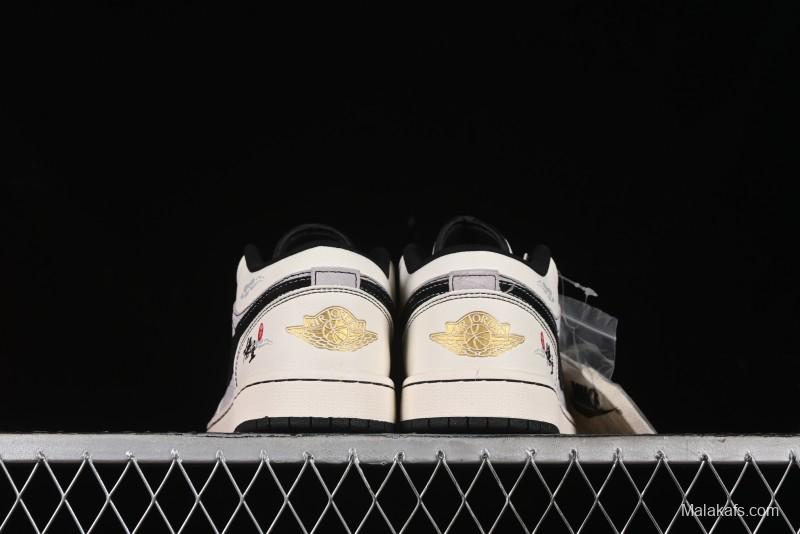 Nike Air Jordan 1 Low Retro Basketball Shoes Custom Black Myth Wukong Design - SJ9950-042