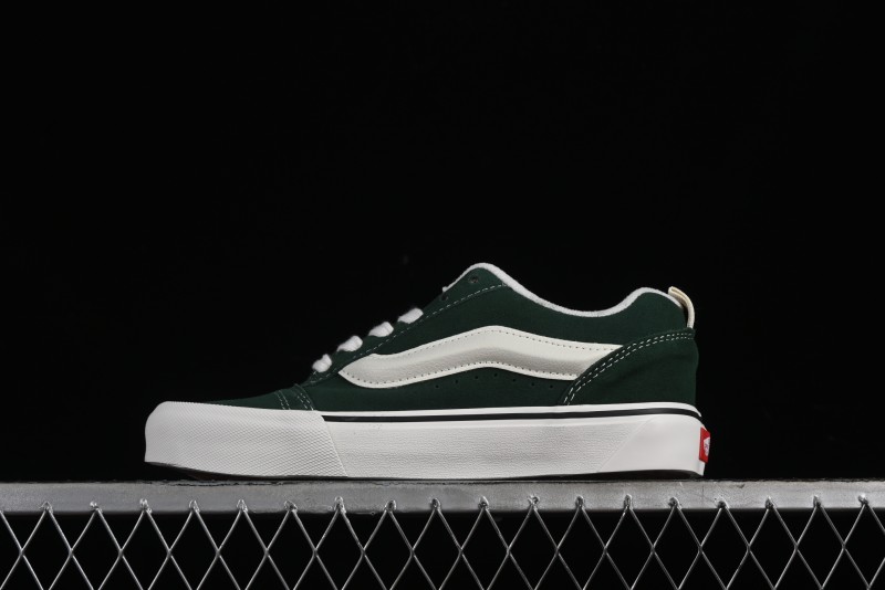 Vans Knu-Skool High Street American Retro Canvas Skate Shoes in Black Green - VN000CSQW3Z