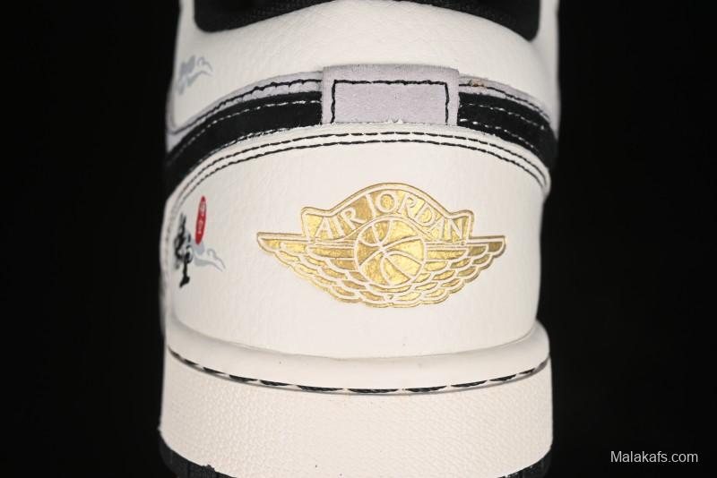 Nike Air Jordan 1 Low Retro Basketball Shoes Custom Black Myth Wukong Design - SJ9950-042