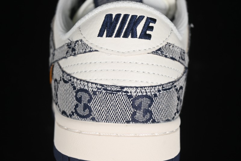 Nike SB Dunk Low Gucci Collaboration - Dark Blue Anniversary High-End Custom Low-Top Casual Skate Shoes - BB9676-313