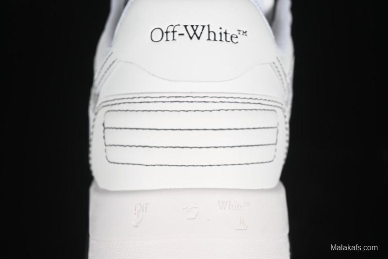 Off-White Out Of Office Low-Top Fashion Sneakers in White Black - AJD4