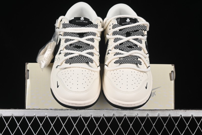 Nike SB Dunk Low Violent Bear Series - Lace-Up Beige with Black Swoosh Anniversary High-End Custom Low-Top Casual Sneakers - SJ2068-291