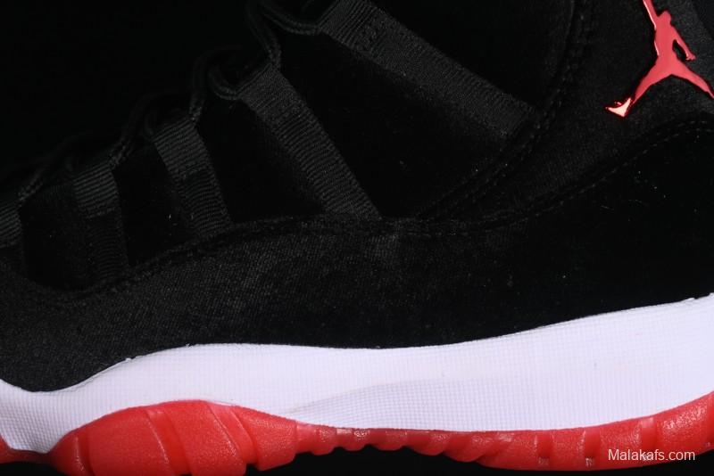 Nike Air Jordan 11 Retro "Bred Velvet" Basketball Shoes with Velvet Overlay - DB5457-061