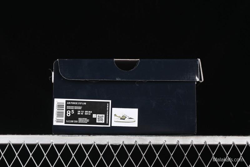 Nike Air Force 1 '07 Low Dior Collaboration - White Green Drawstring Casual Sneakers - SJ1198-200