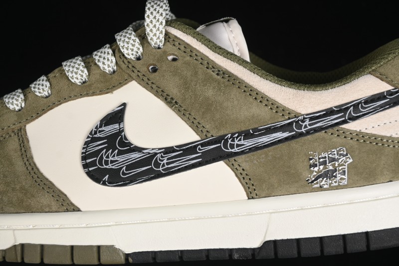 Nike SB Dunk Low UN Phantom Military Green Black Swoosh Anniversary Custom Low-Top Casual Skate Shoes - DJ2024-037